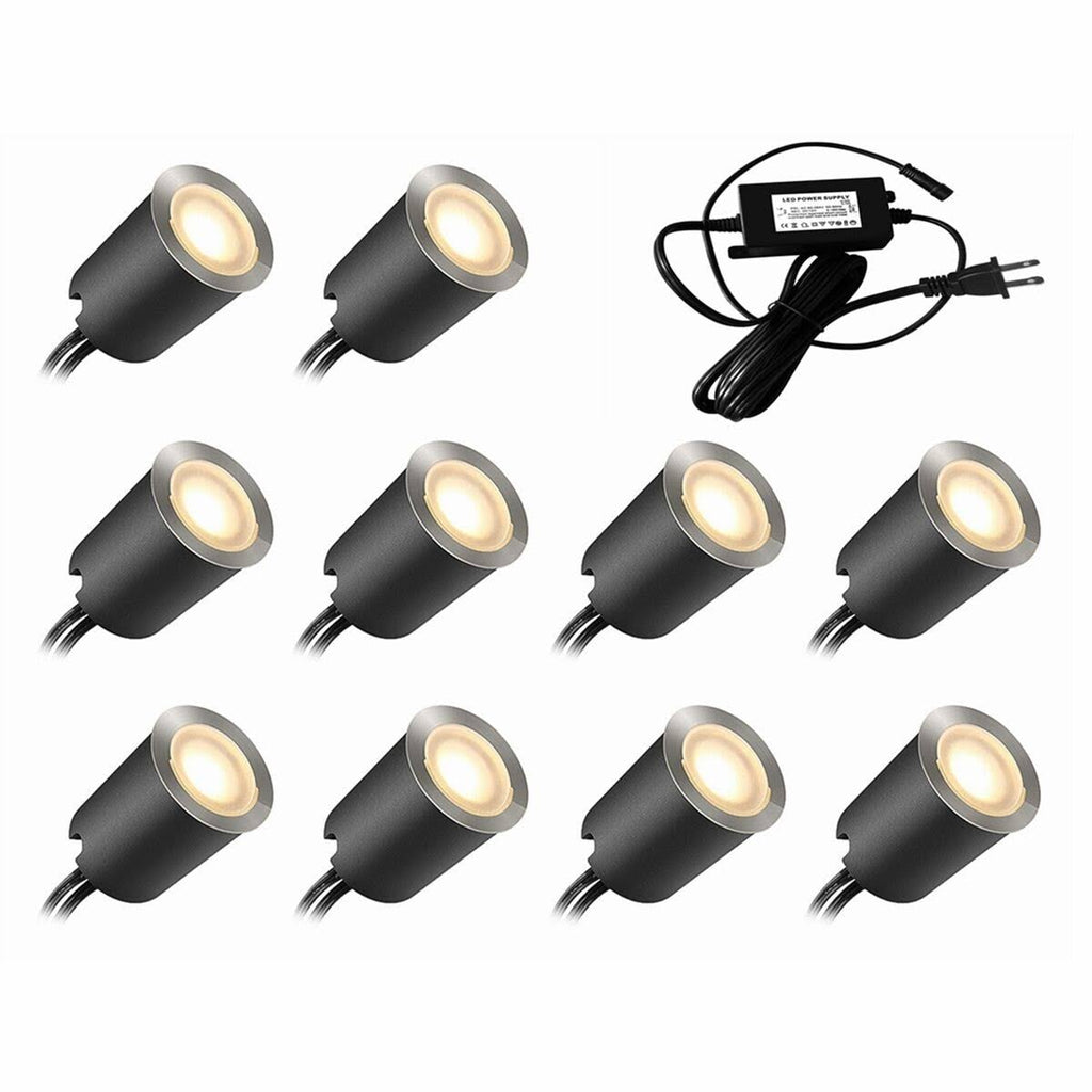 10-pcs 12V IP67 Waterproof Recessed LED Deck Light Kits R370