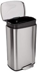 Rectangular Trash Can with Soft-Close Foot Pedal, Brushed Stainless Steel, 30 litre V8727