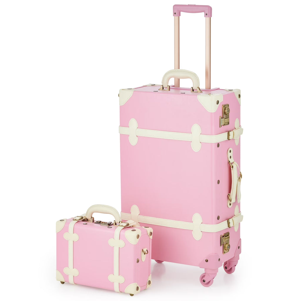 Vintage Hard Shell Suitcase Set with Spinner Wheels TSA Lock and Carry On Briefcase E300