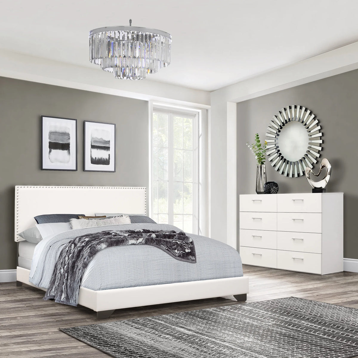 Charcoal Fabric Upholstered Queen Bed D6648