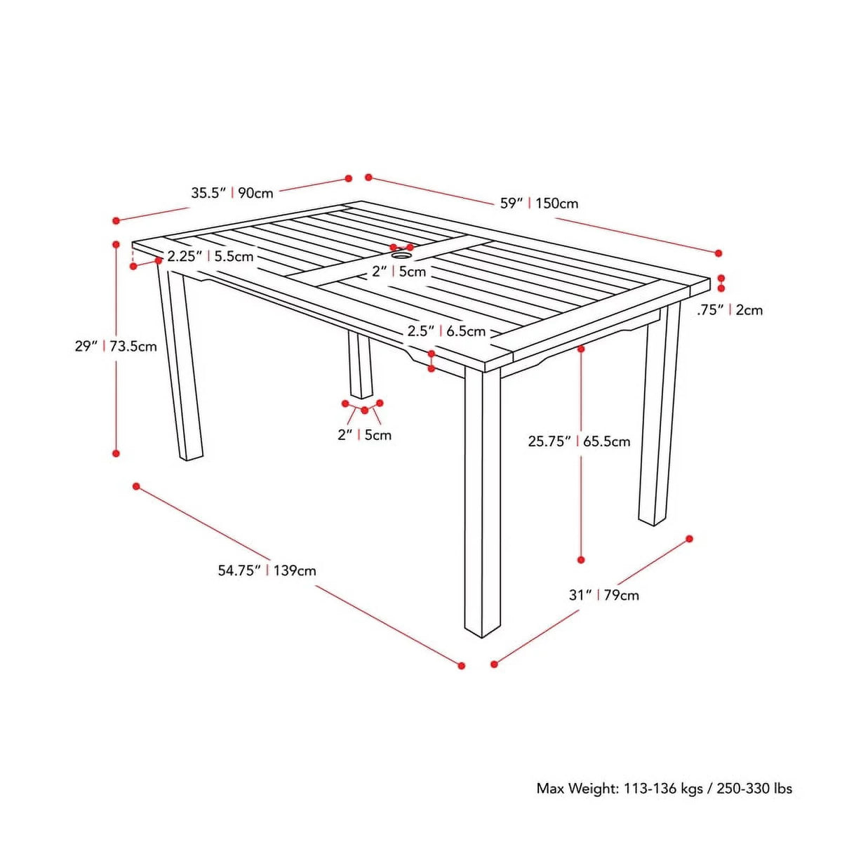 White Washed Wood 5pc Outdoor Dining Set S1824