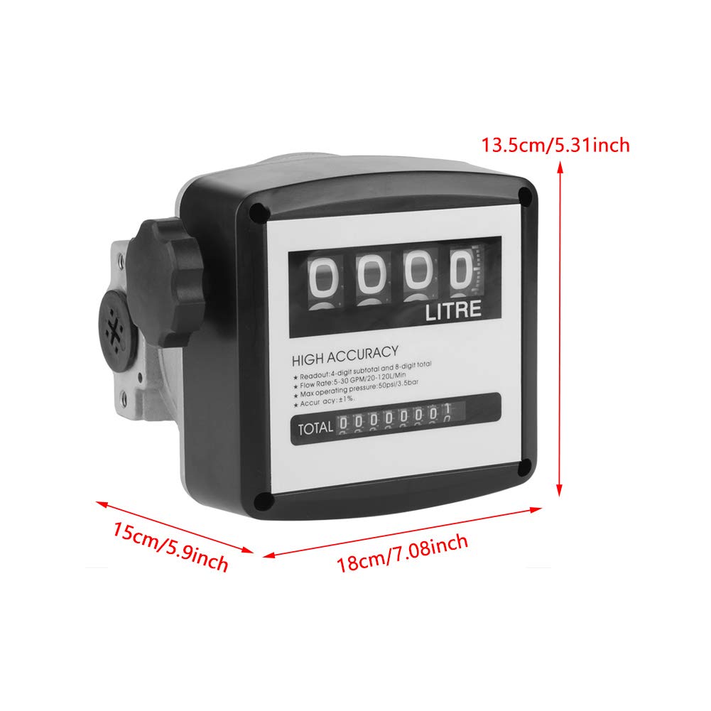 Digital Aluminum Flow Meter with 4-Digital Batch Display Pack of 2 X4602