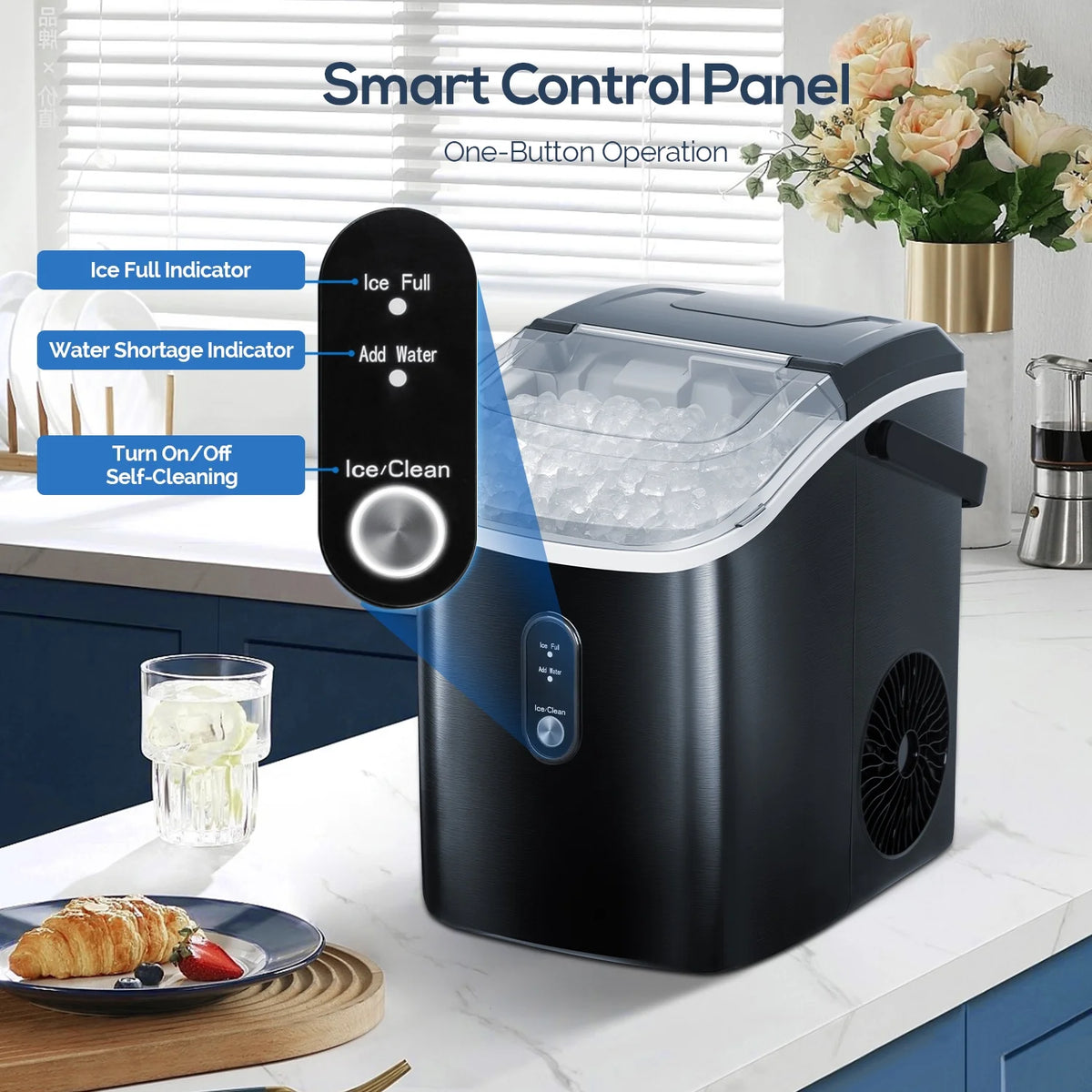 Portable Self-cleaning Nugget Ice Maker with Ice Scoop V684282