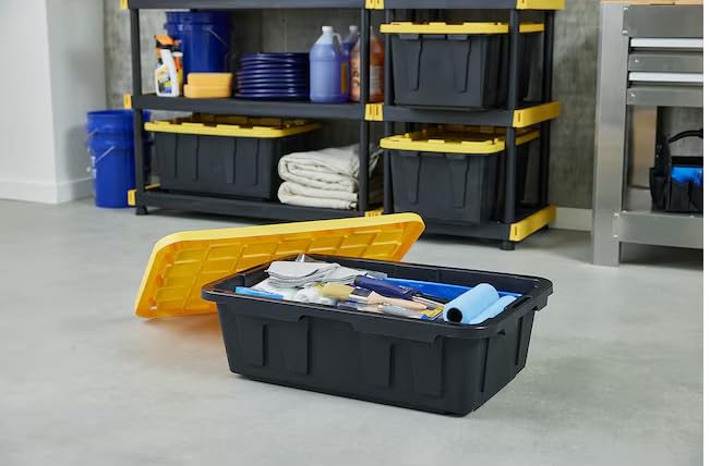 Black/Yellow Heavy Duty Tote with Hinged Lid Q2830