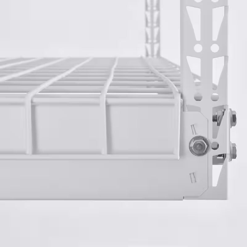 Adjustable Height White Overhead Ceiling Storage Rack W8020