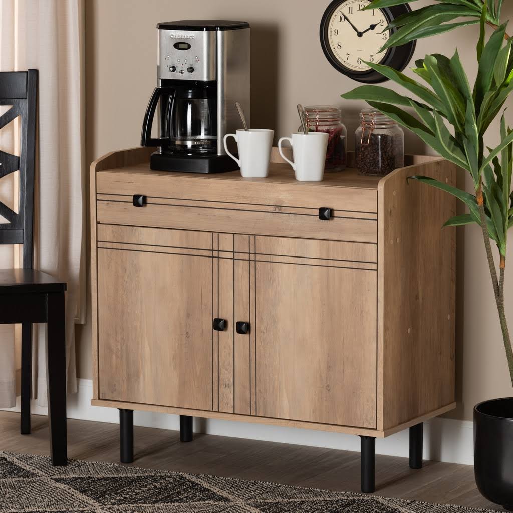 Oak Brown 2-Door Finished Wood Kitchen Storage Cabinet M5487