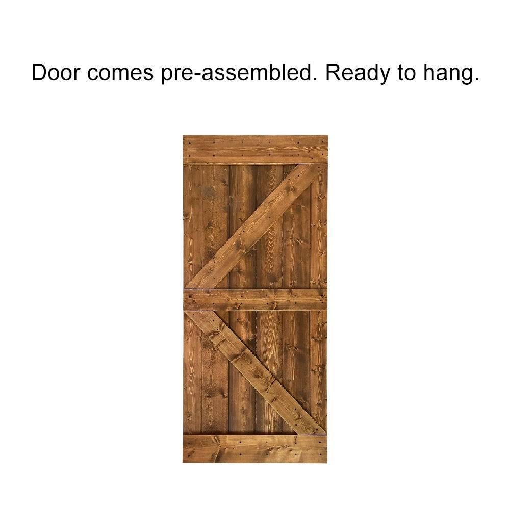 30 in. x 84 in. Red Walnut Stained Solid Pine Wood Interior Sliding Barn Door Slab P14231