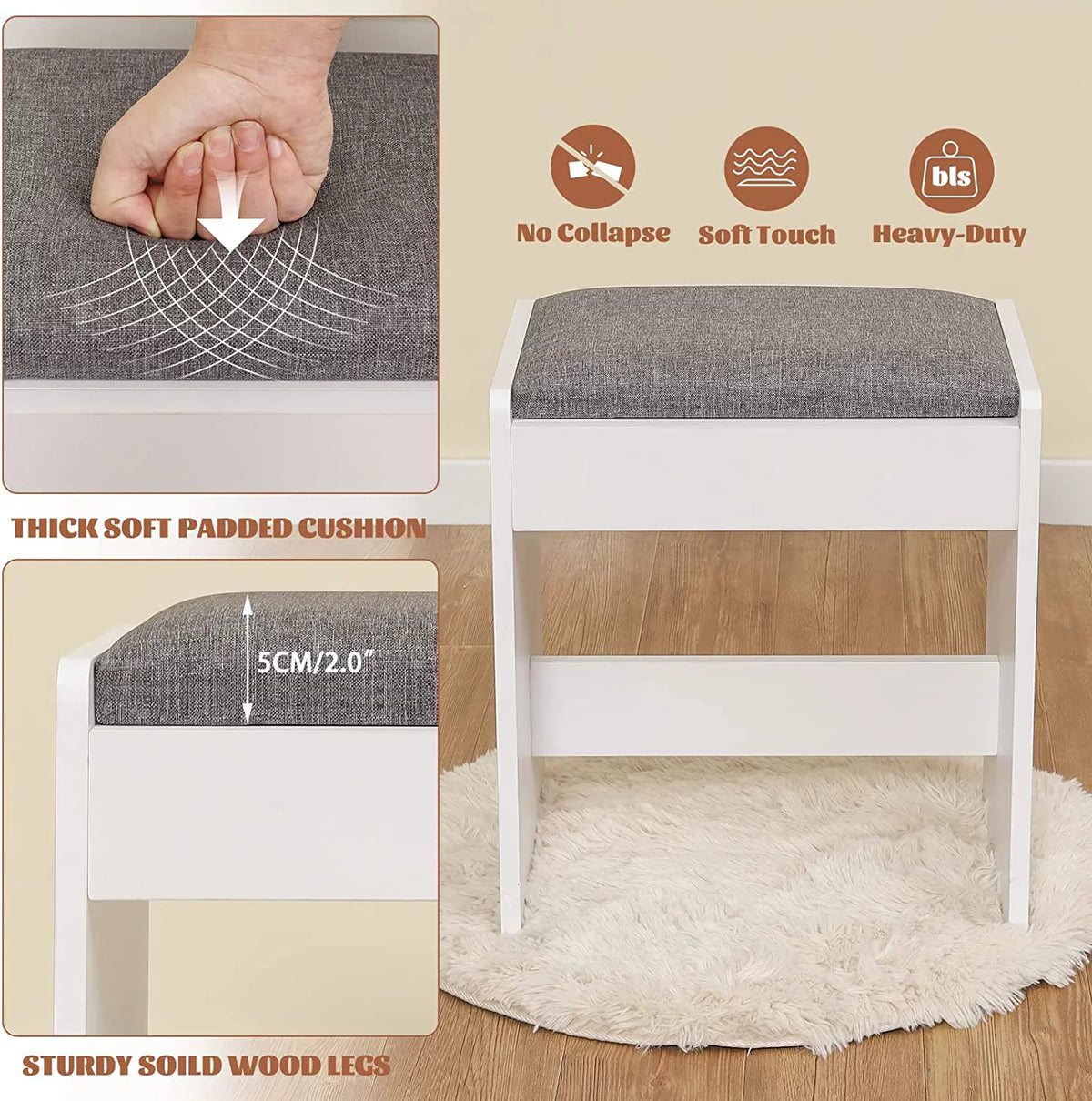 White Vanity Set with Mirror and Stool Z3351