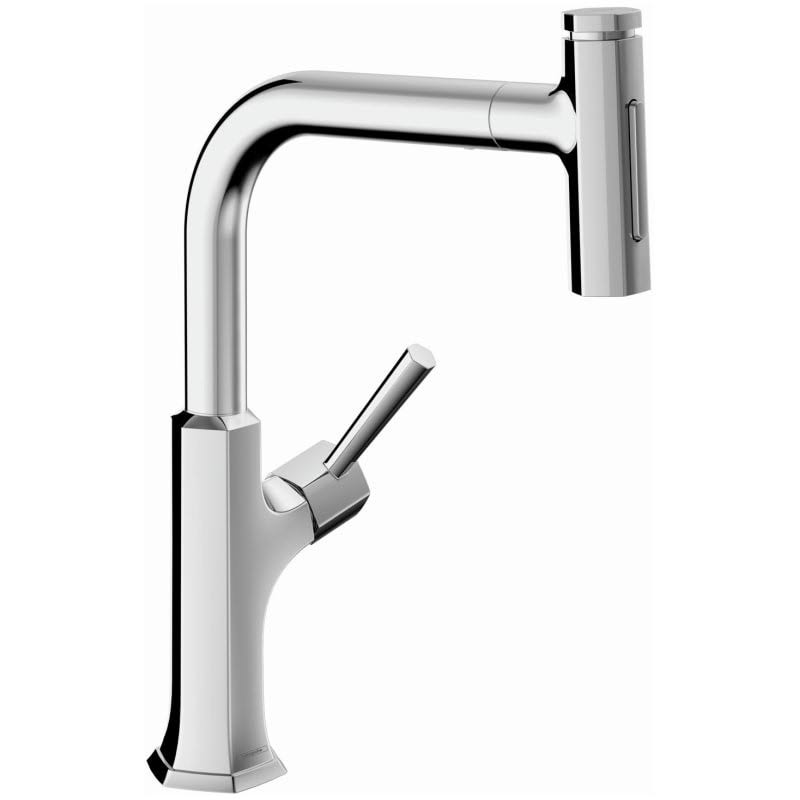 Chrome Grey Single-Handle Pull Down Sprayer Kitchen Faucet M904800