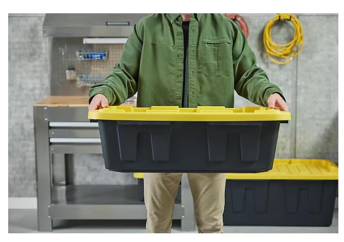 Black/Yellow Heavy Duty Tote with Hinged Lid Q2830