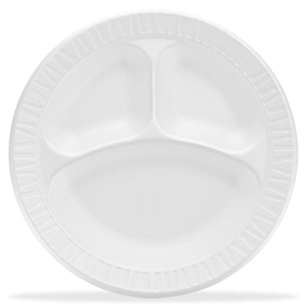 White 3 Compartment Laminated Foam Plate F590