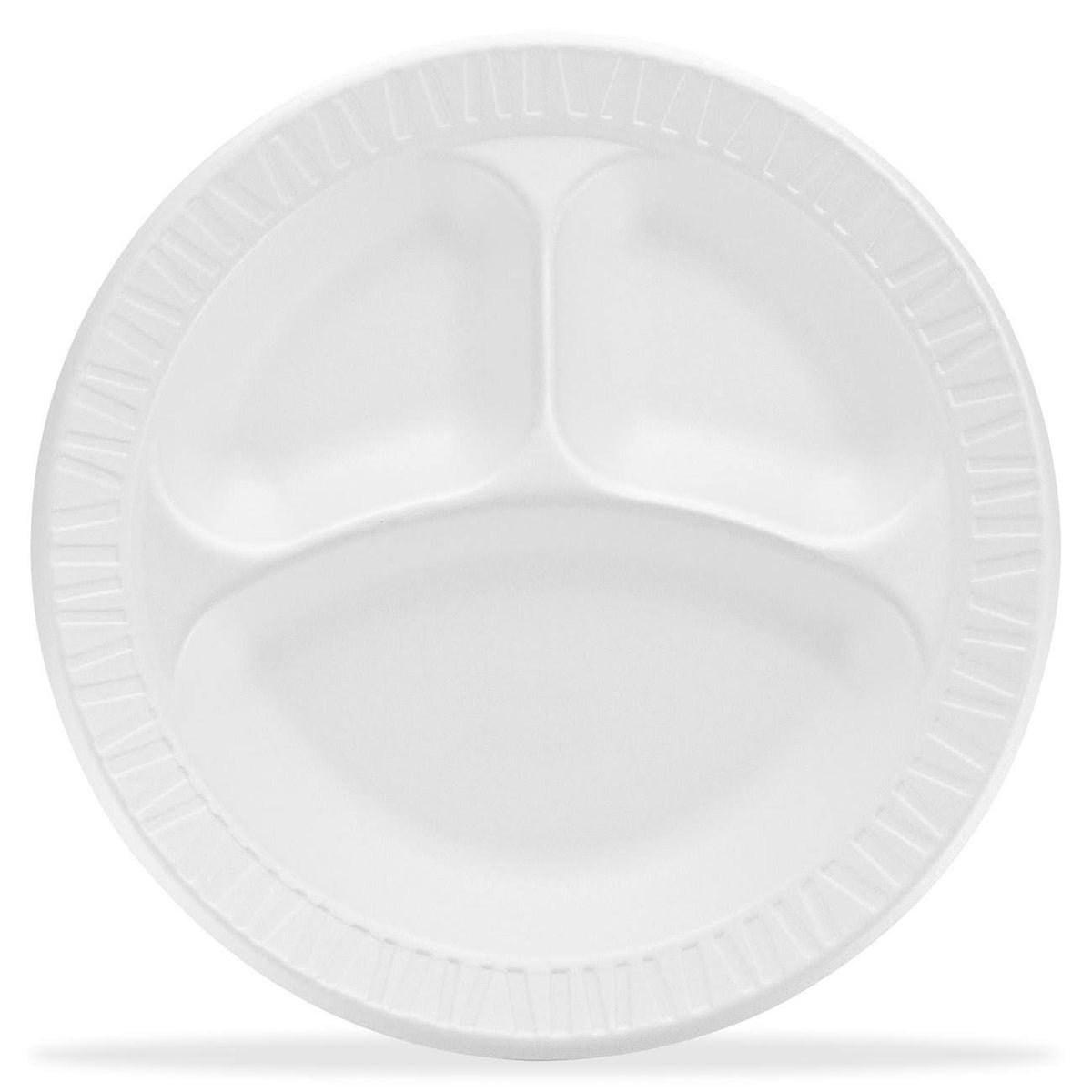 White 3 Compartment Laminated Foam Plate F590