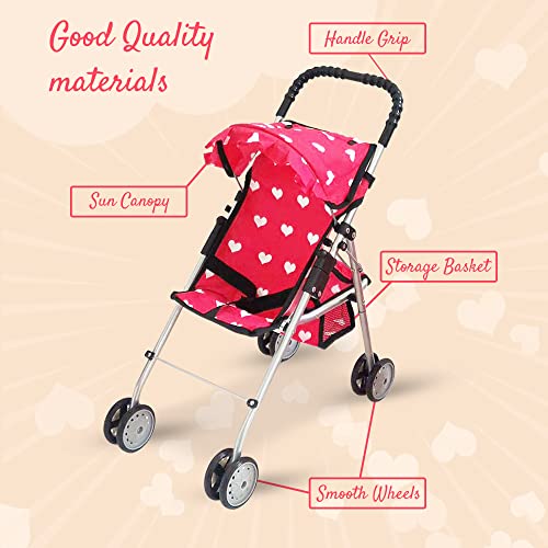 Pink Baby Doll Stroller with Crib Furniture Playset H645