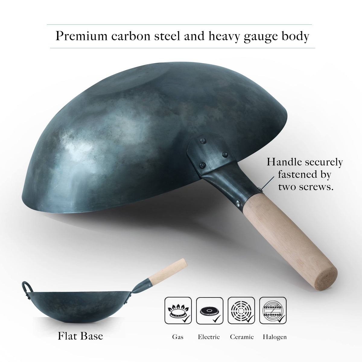 14 inch Blue Carbon Steel Wok I9002