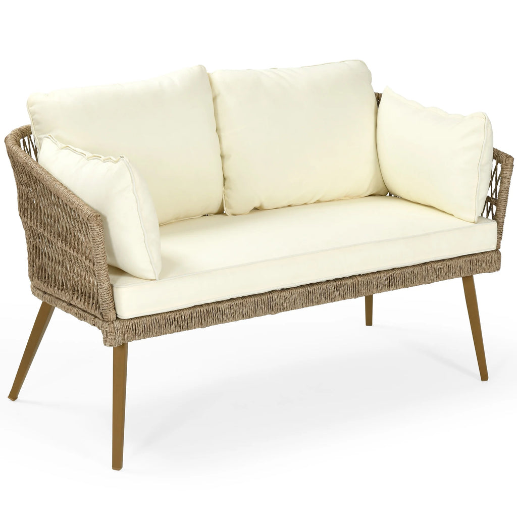 L-Shaped All-Weather Wicker Patio Sofa with Cushions X720782
