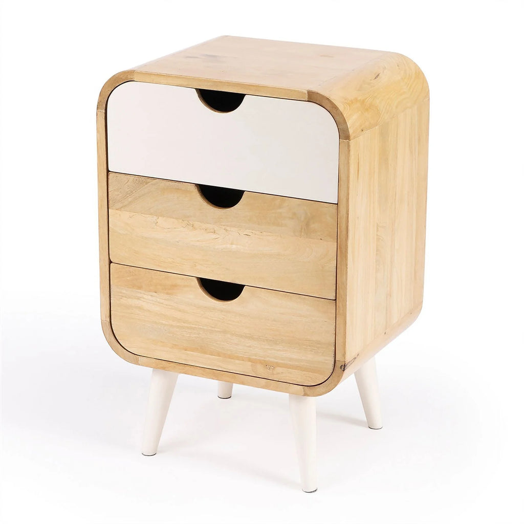 Beige Mango Wood End Table with Storage N55566