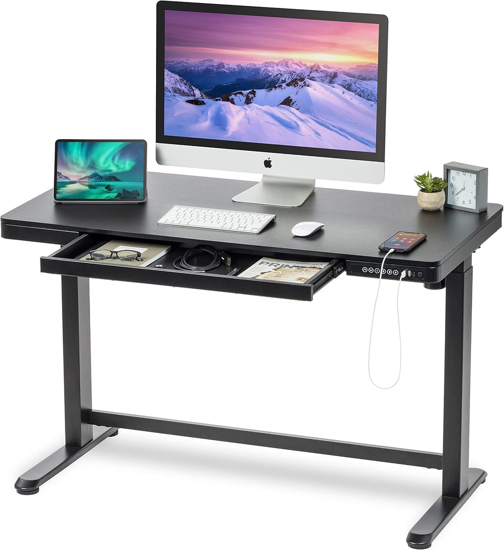 48 x 24 Inch Electric Height Adjustable Standing Desk with Drawer and USB Ports V7205