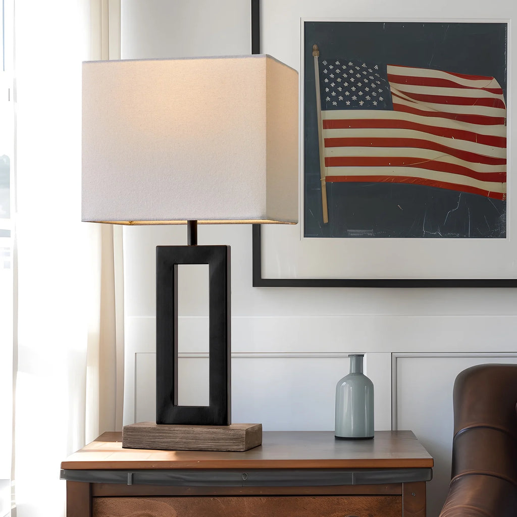 Modern Metal Table Lamp 18" Industrial Black C5051