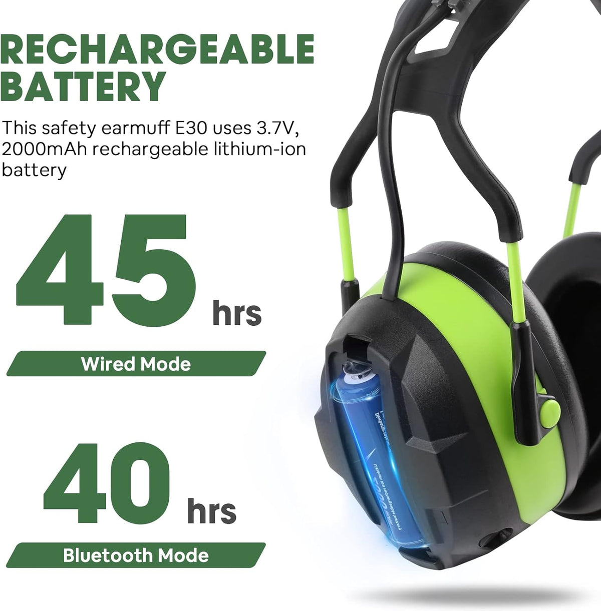 Green Bluetooth Safety Ear Muffs with FM Radio P555