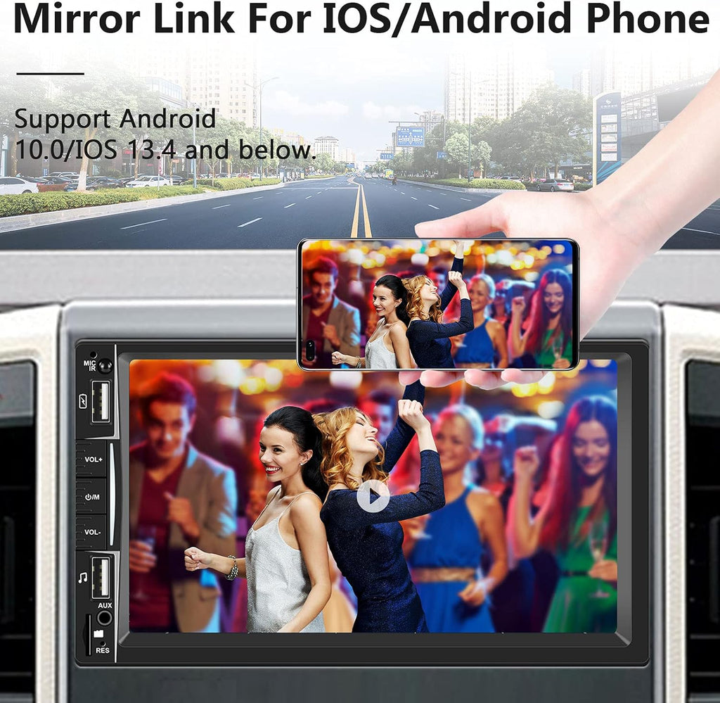 7 Inch Touch Screen Double Din Car Stereo with Bluetooth Backup Camera T35902