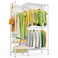 Heavy Duty White Metal Clothes Rack with Shelves K69208