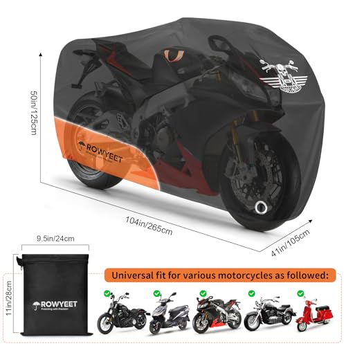 Waterproof Motorcycle Cover with Lock-Holes, Storage Bag & Night Reflective Design C368
