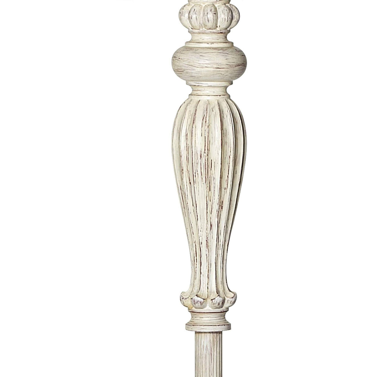 Antique White Cream Scallop Fabric Dome Shade Floor Lamp F848087