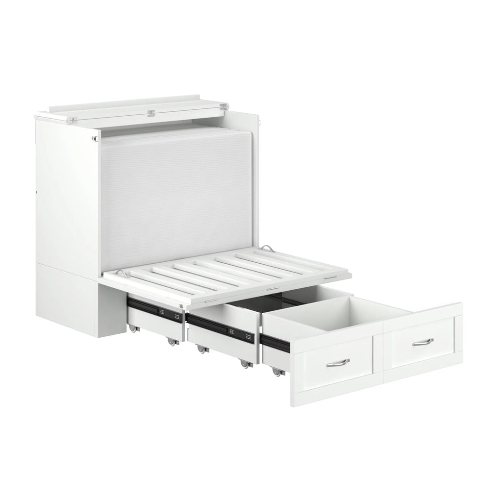 White Wood Twin Extra Long Murphy Bed Chest M674748