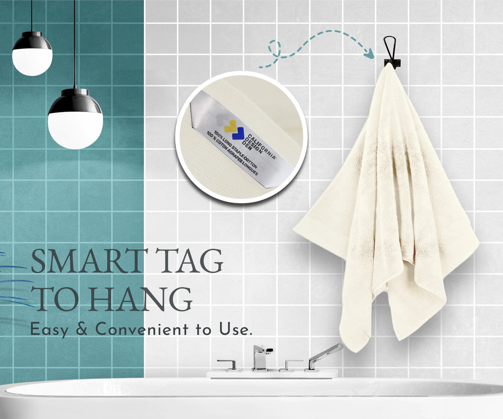 100% Cotton Bath Towel Set - 1 Bath Towel, 1 Hand Towel, 1 Wash Cloth (Ivory) I984