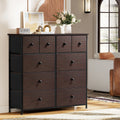 Dark Brown 10 Drawer Fabric Dresser V9495