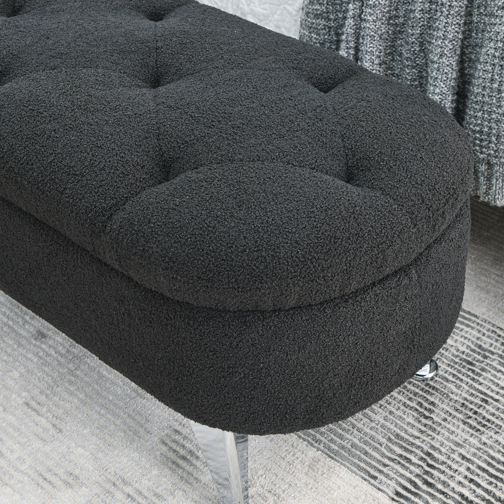 Black Teddy Storage Ottoman Bench O107502