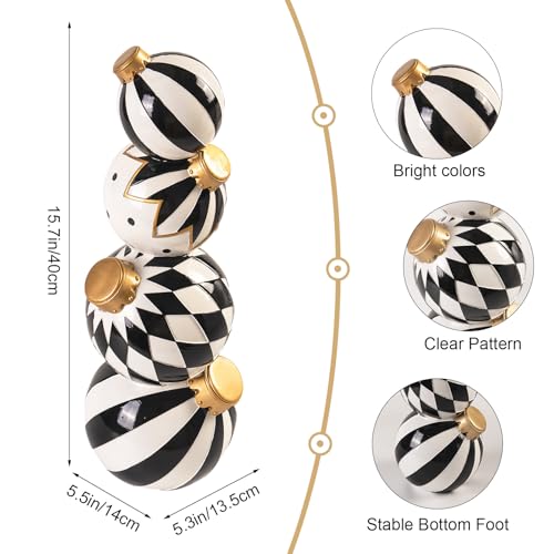 Black and White Checkered Resin Snowman Christmas Decorations Q547560
