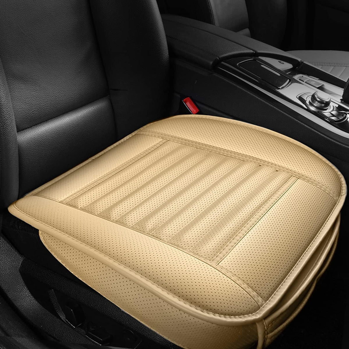 Black Leather Car Seat Covers W68505