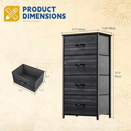 4 Drawer Fabric Dresser with Wooden Top A427