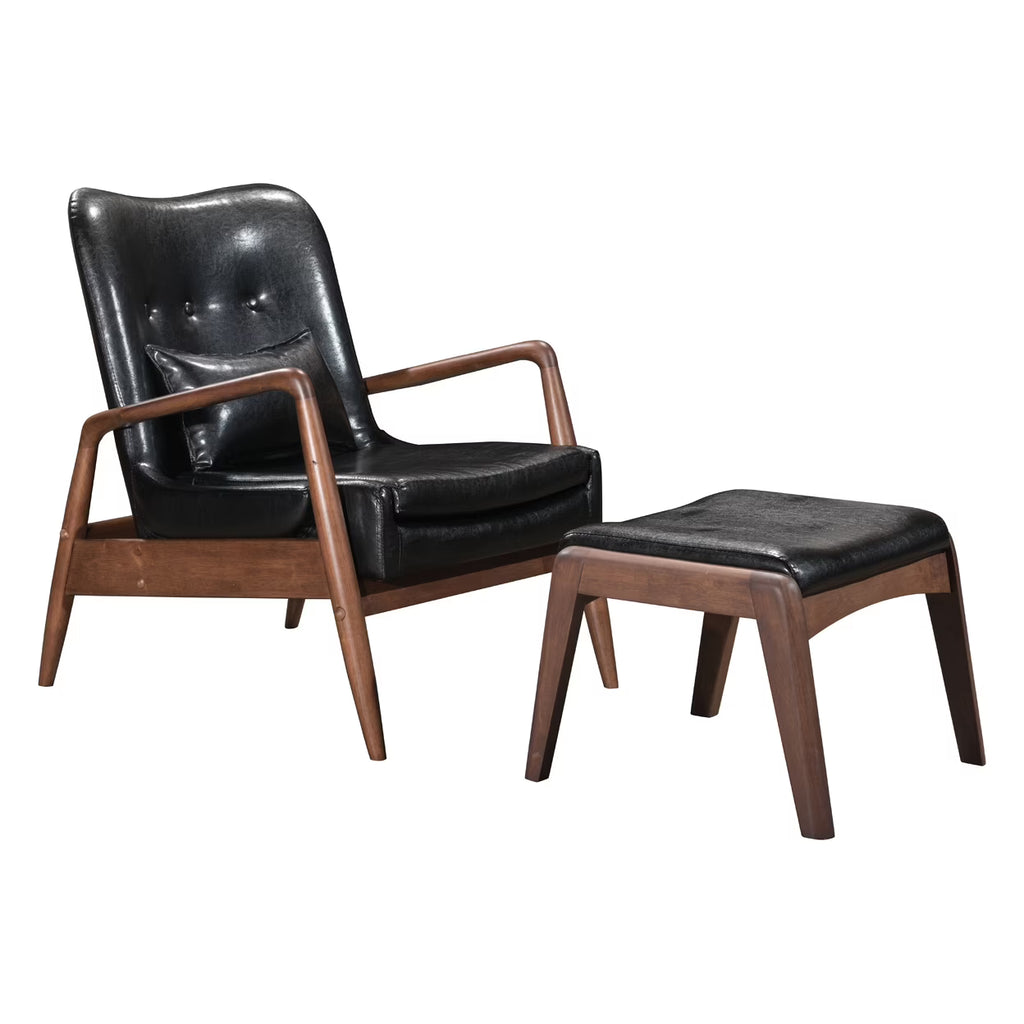 Black Lounge Chair and Ottoman G631