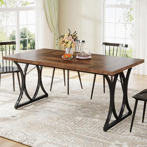 Brown Black Rectangle Dining Table U22658