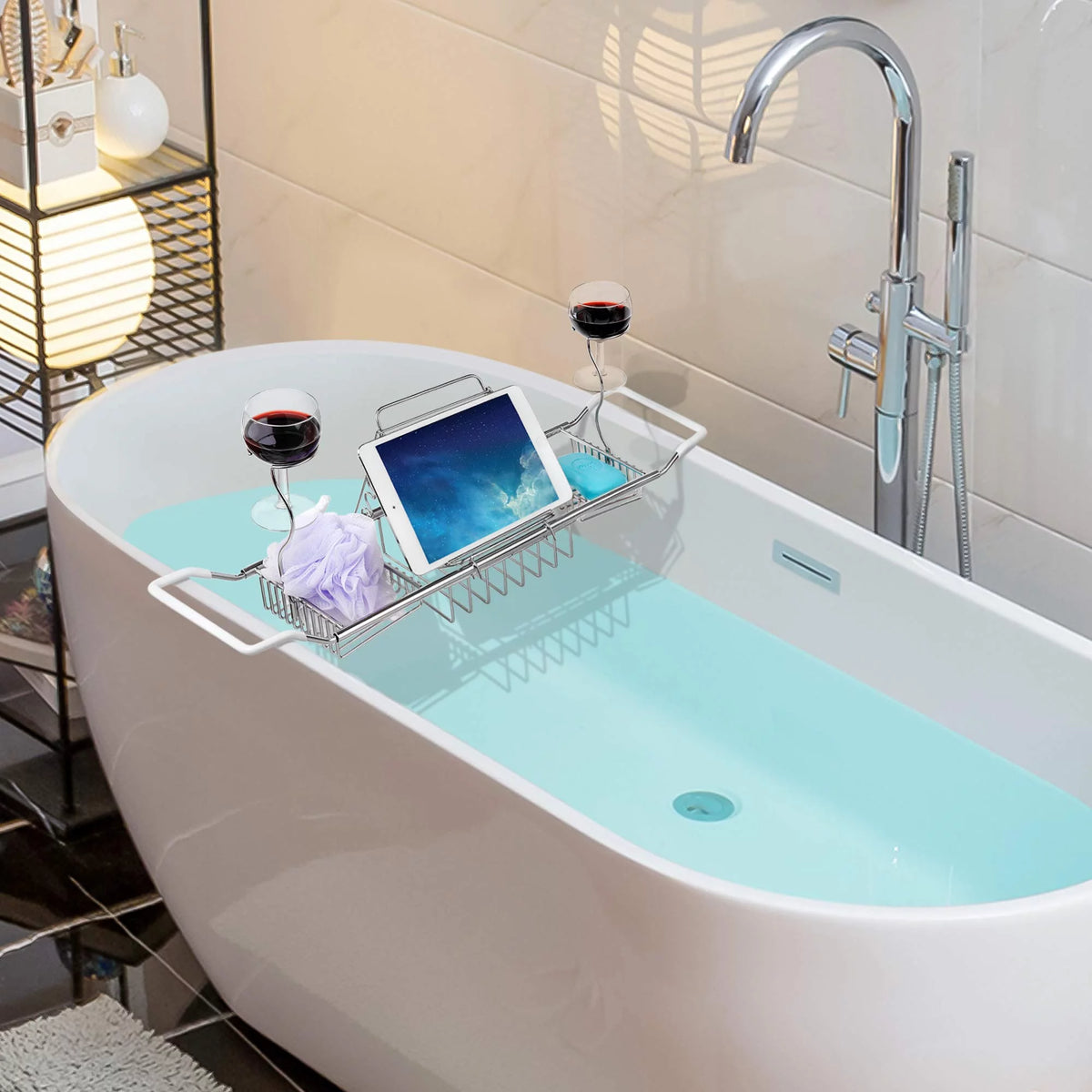 Stainless Steel Bathtub Caddy Tray with Extending Sides C2240