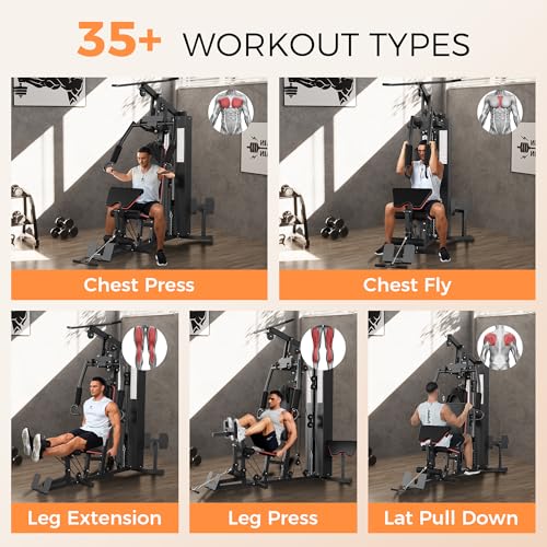150LBS Weight Stack Home Gym Equipment with Pulley System L402740