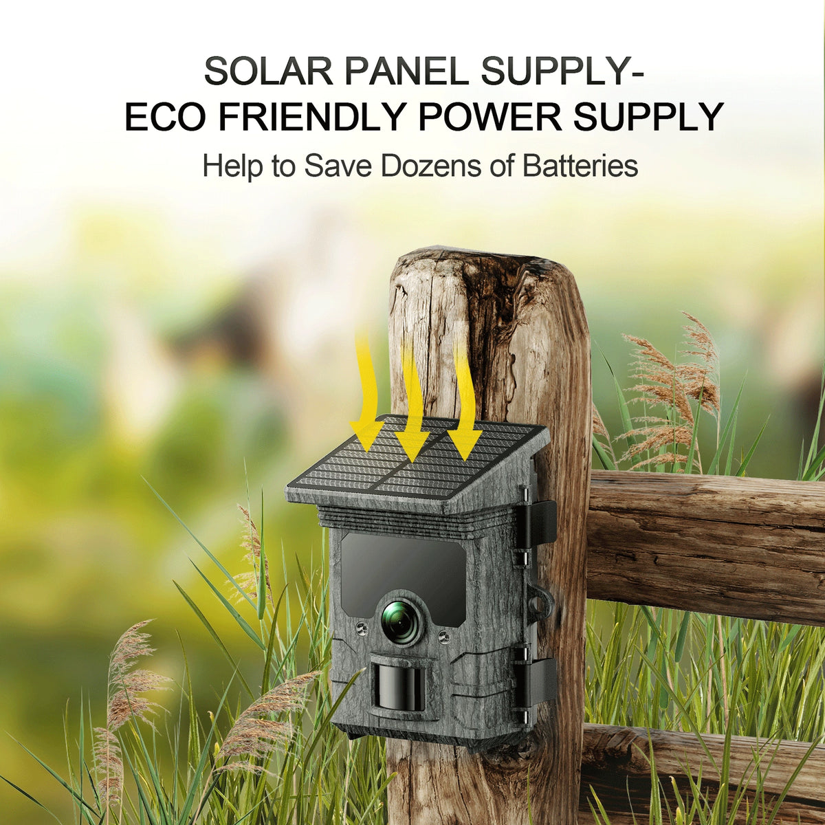 Solar Powered Trail Camera with SD Card Rechargeable 4400mAh 4K 48MP WiFi Night Vision Waterproof IP66 M835