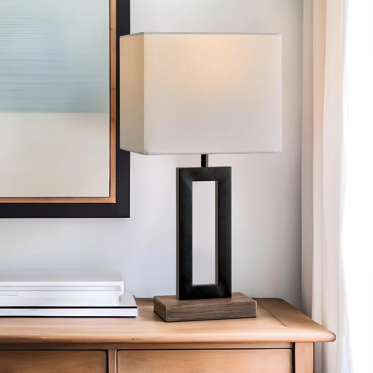 Modern Metal Table Lamp 18" Industrial Black C5051