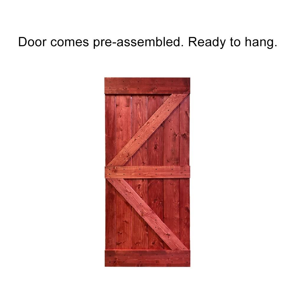 30 in. x 84 in. Red Walnut Stained Solid Pine Wood Interior Sliding Barn Door Slab P14231