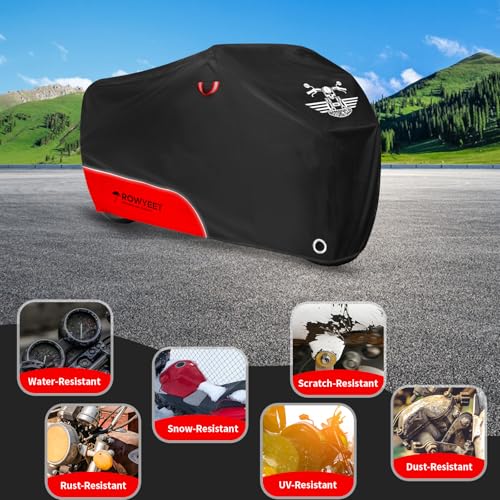 Waterproof Motorcycle Cover with Lock-Holes, Storage Bag & Night Reflective Design C368