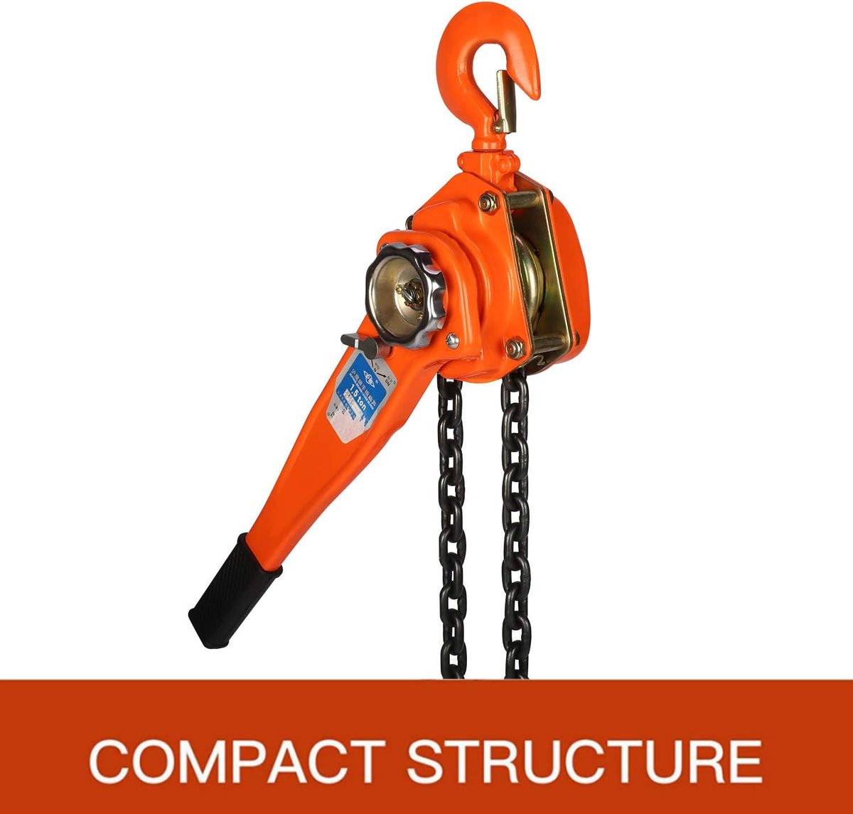 1-1/2 Ton Manual Lift Lever Block Chain Hoist, 20 feet Ratchet Chain Hoist Puller D837621