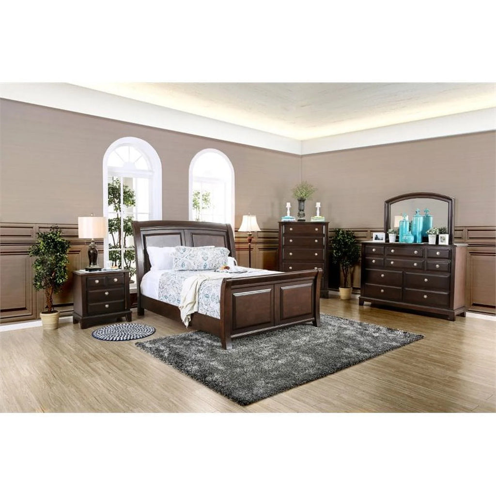 Brown Cherry Wood California King Sleigh Bed F311