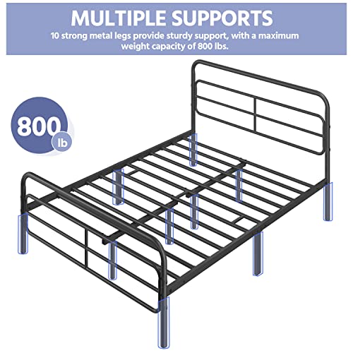 White Metal Twin Bed Frame with Headboard U42164