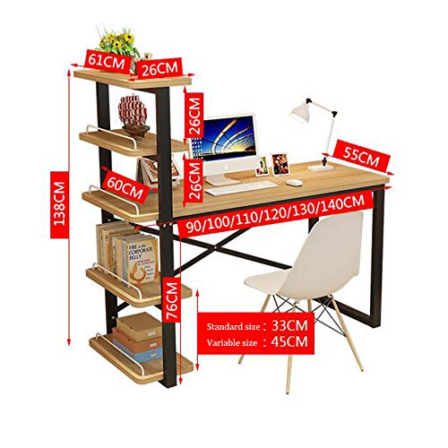 Solid Wood Desk with Bookshelf (110cm Teak) M3974