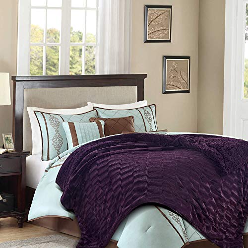 Gray Faux Fur Throw Blanket 50" x 65" W230671