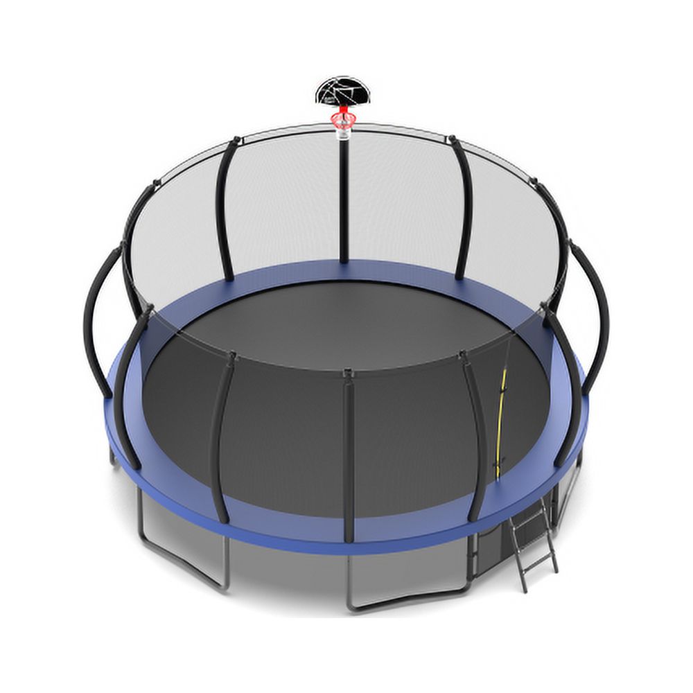 16FT Trampoline with Basketball Hoop and Safety Enclosure Net Y676