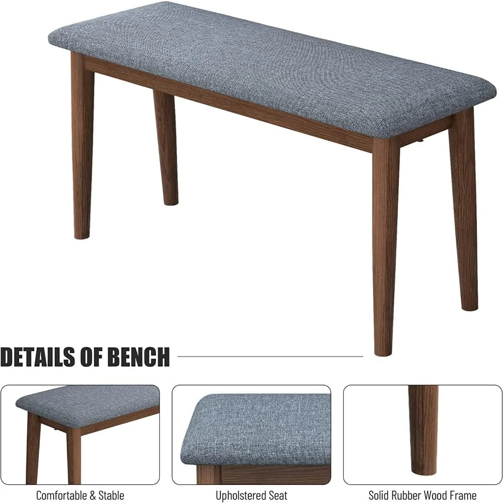 Rubber Wood Dining Table with 2 Benches and 2 Chairs I91269