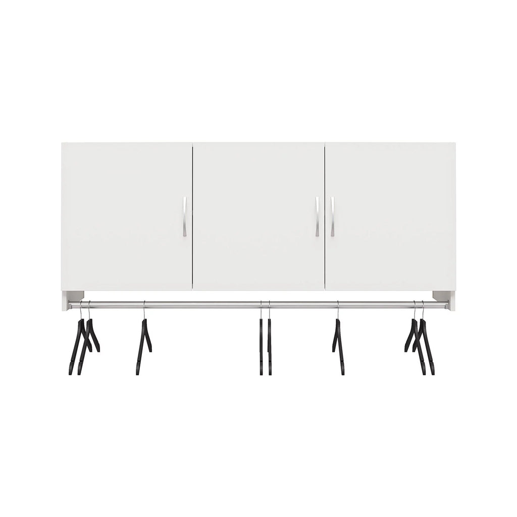 White 3 Door Wall Cabinet with Hanging Rod I1820